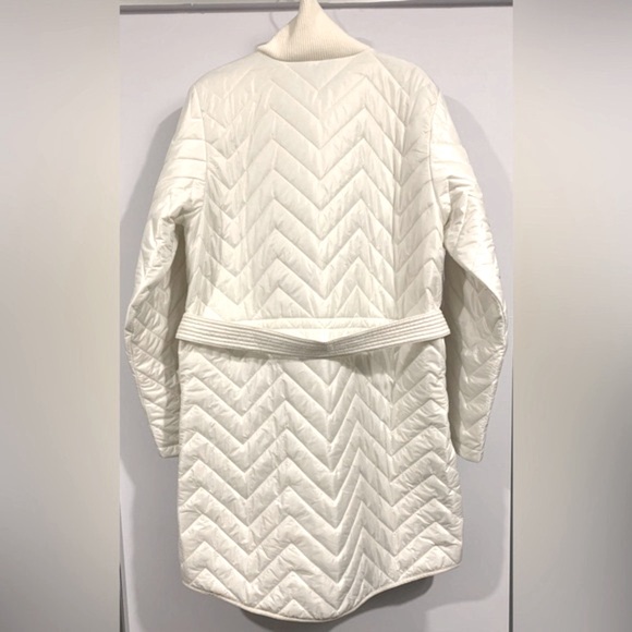 NWOT, Athleta Quilted w/ Belt "Mendocino Coat" in Magnolia White, Sz Medium TALL - Picture 8 of 14